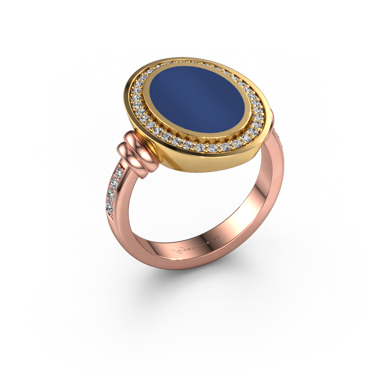 Image of Men's ring Servie 3 585 rose gold Lapis 14x10 mm