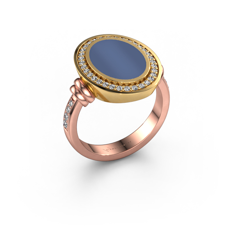 Bild von Herrenring Servie 3 585 Roségold Blau Lagenstein 14x10 mm