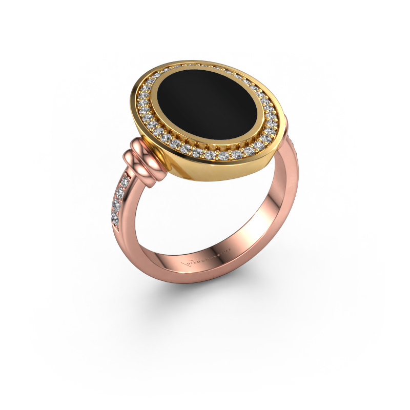 Image of Men's ring Servie 3 585 rose gold Onyx 14x10 mm