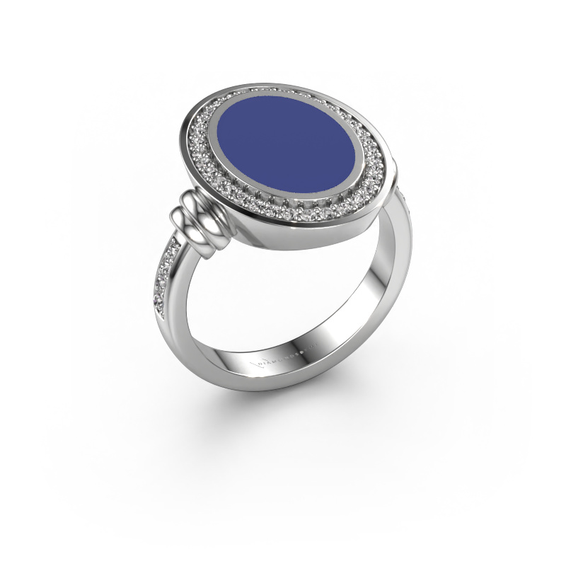 Image of Men's ring Servie 3 950 platinum Blue enamel 14x10 mm