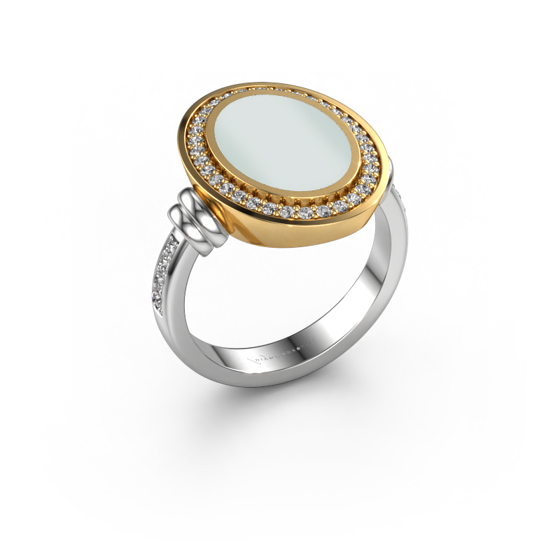 Image of Men's ring Servie 3 585 white gold Green sardonyx 14x10 mm