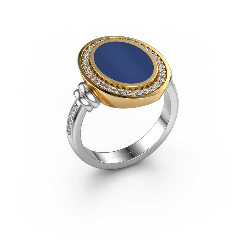 Bild von Herrenring Servie 3 585 Weißgold Lapislazuli 14x10 mm
