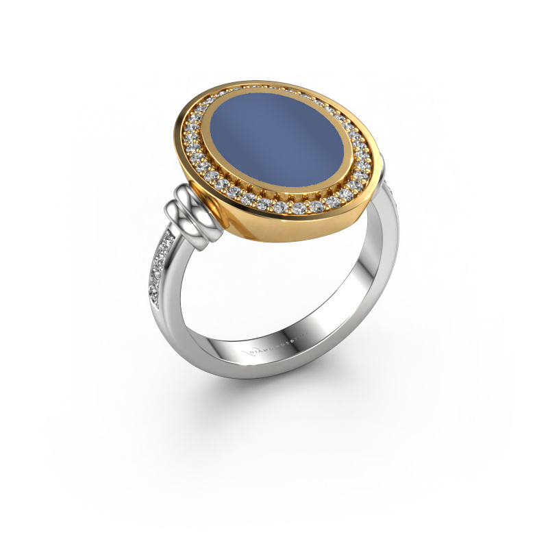 Image of Men's ring Servie 3 585 white gold Blue sardonyx 14x10 mm