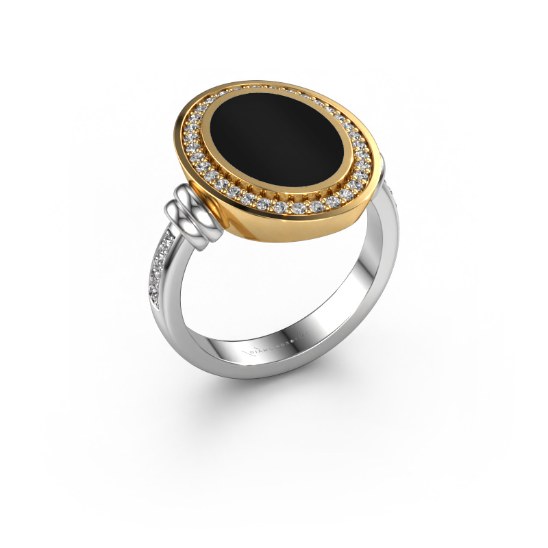 Image of Men's ring Servie 3 585 white gold Onyx 14x10 mm