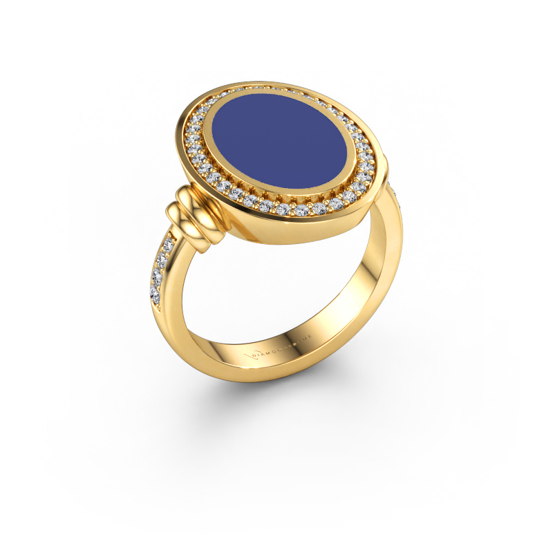 Immagine di Anello da uomo Servie 3 585 oro Smalto blu 14x10 mm