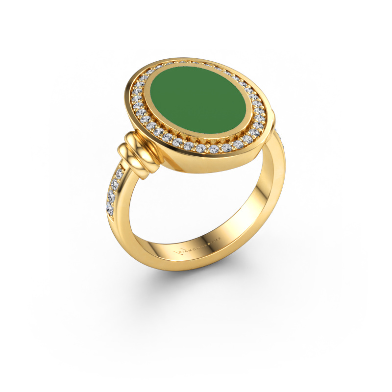 Bild av Herrring Servie 3 585 gult guld Grön emalj 14x10 mm