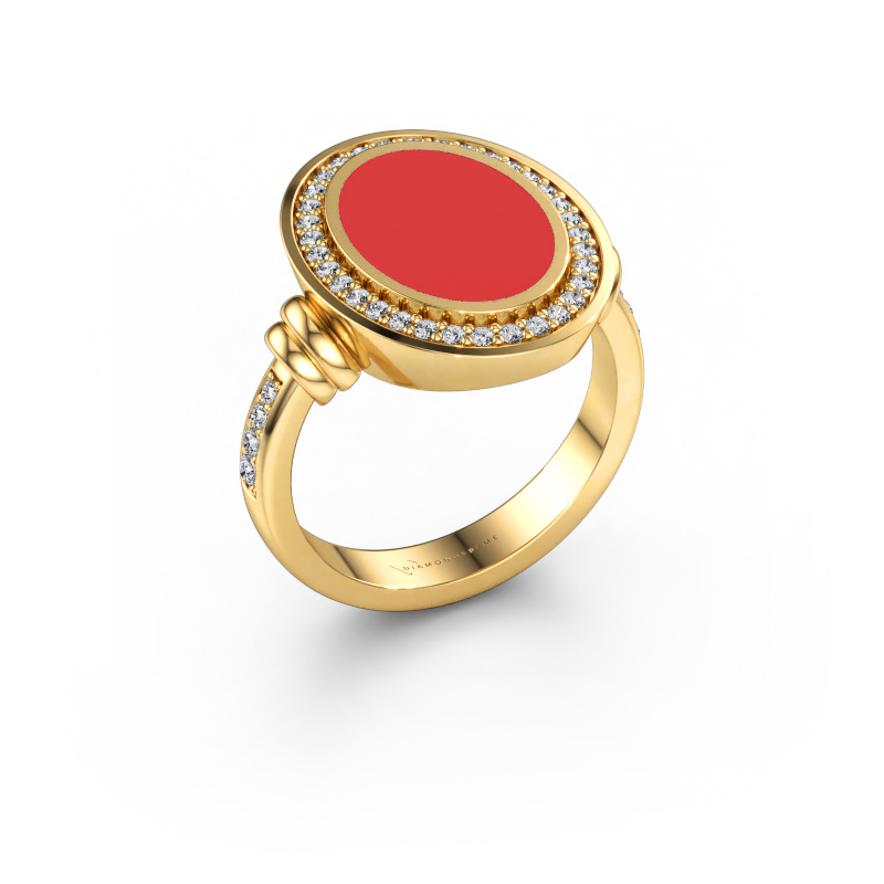Immagine di Anello da uomo Servie 3 585 oro Smalto rosso 14x10 mm