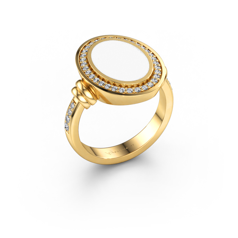 Immagine di Anello da uomo Servie 3 585 oro Smalto bianco 14x10 mm