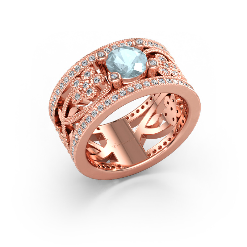 Immagine di Anello Severine 585 oro rosa Acquamarina 6 mm