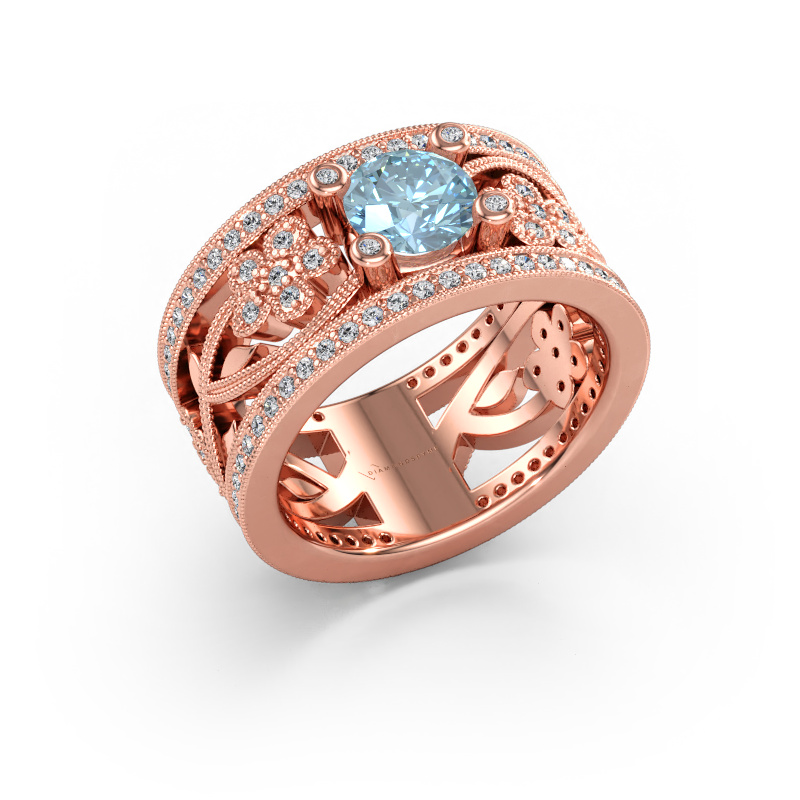 Bild av Ring Severine 585 roséguld Blå labbodlad diamant 6 mm