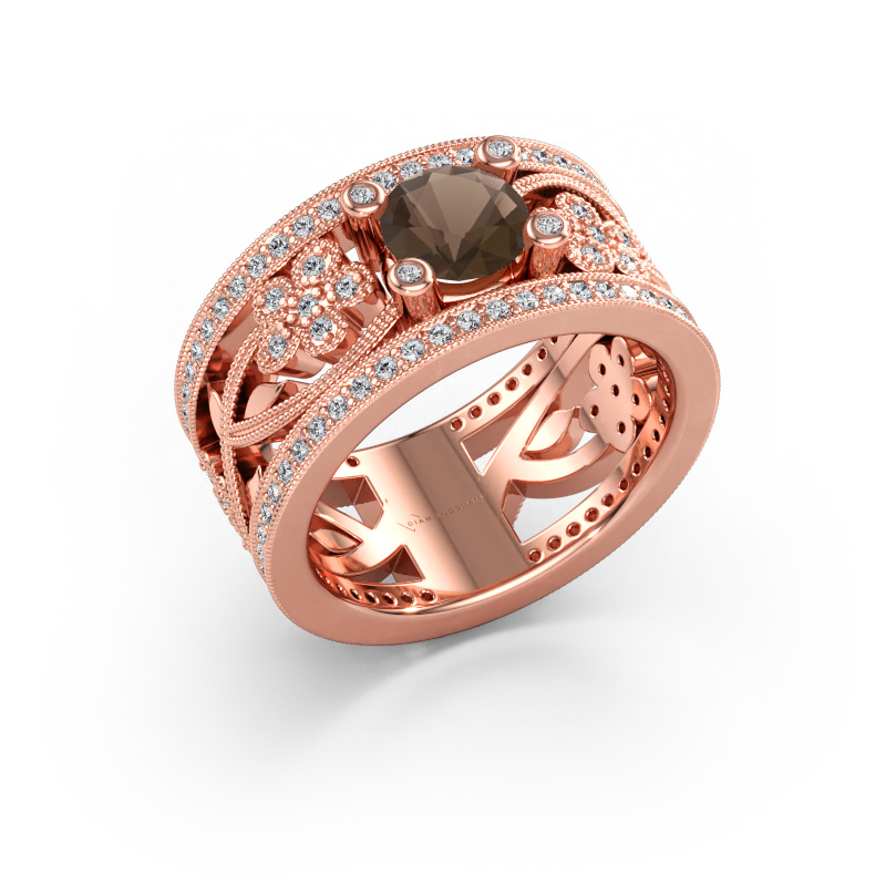 Immagine di Anello Severine 585 oro rosa Quarzo fumé 6 mm
