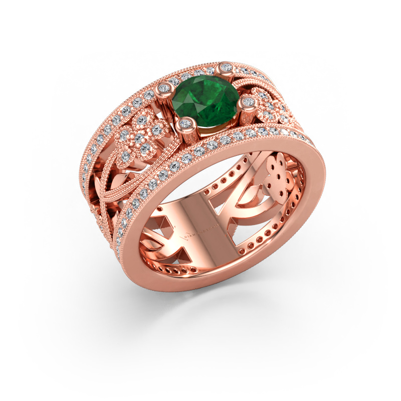 Bild av Ring Severine 585 roséguld Smaragd 6 mm