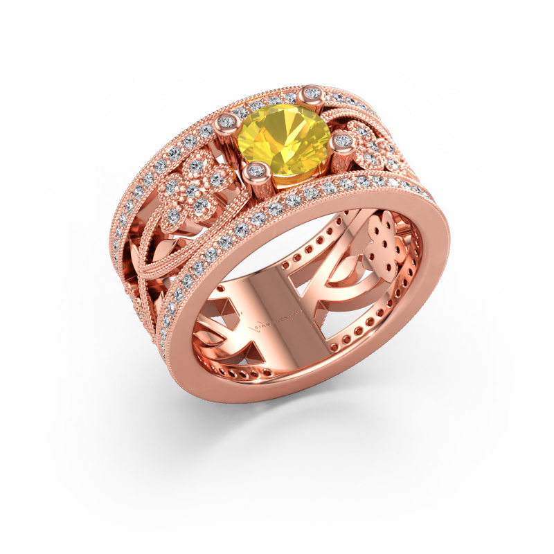 Immagine di Anello Severine 585 oro rosa Zaffiro giallo 6 mm