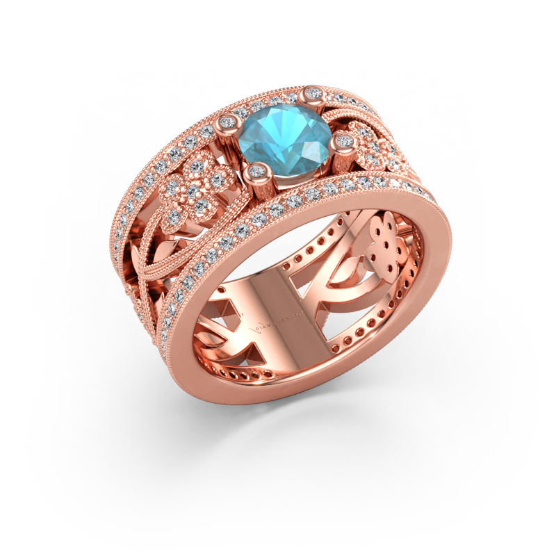 Immagine di Anello Severine 585 oro rosa Topazio blu 6 mm