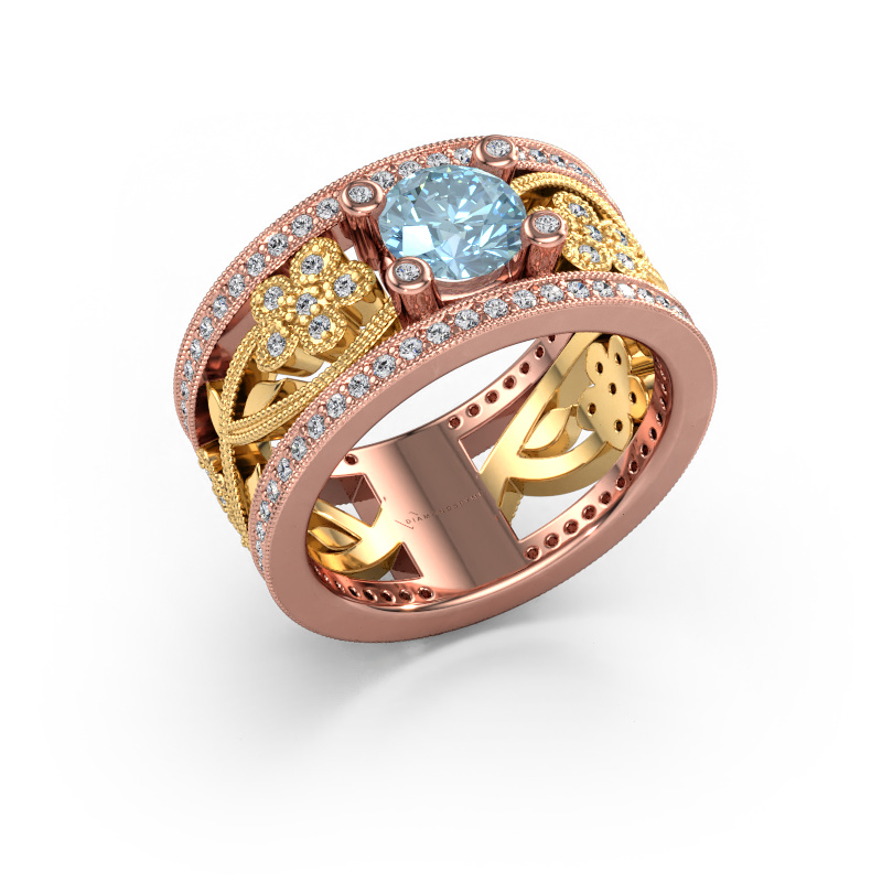 Image of Ring Severine 585 rose gold Blue lab grown diamond 6 mm