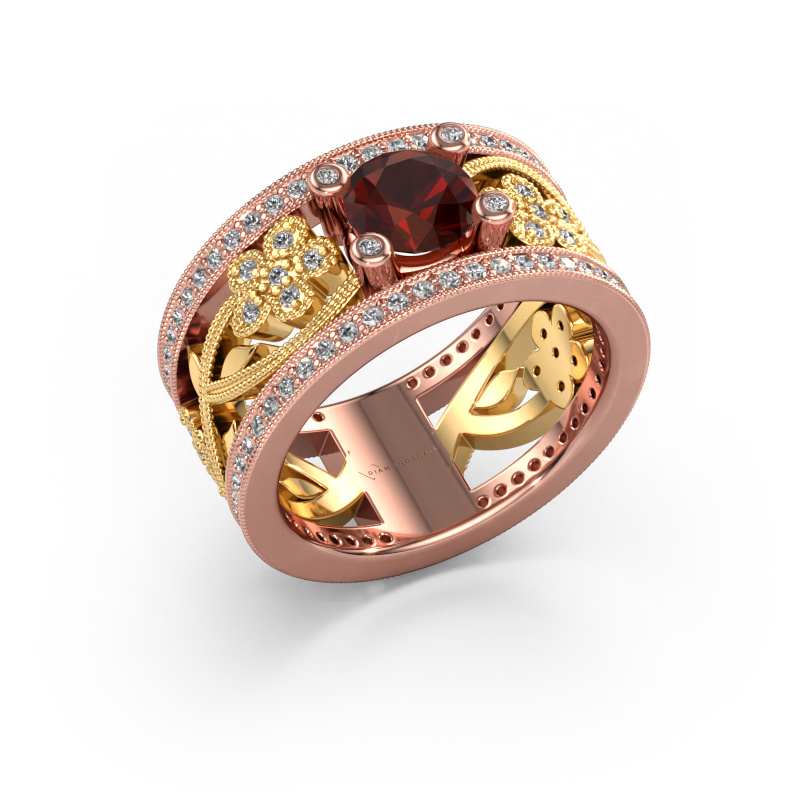 Bild von Ring Severine 585 Roségold Granat 6 mm