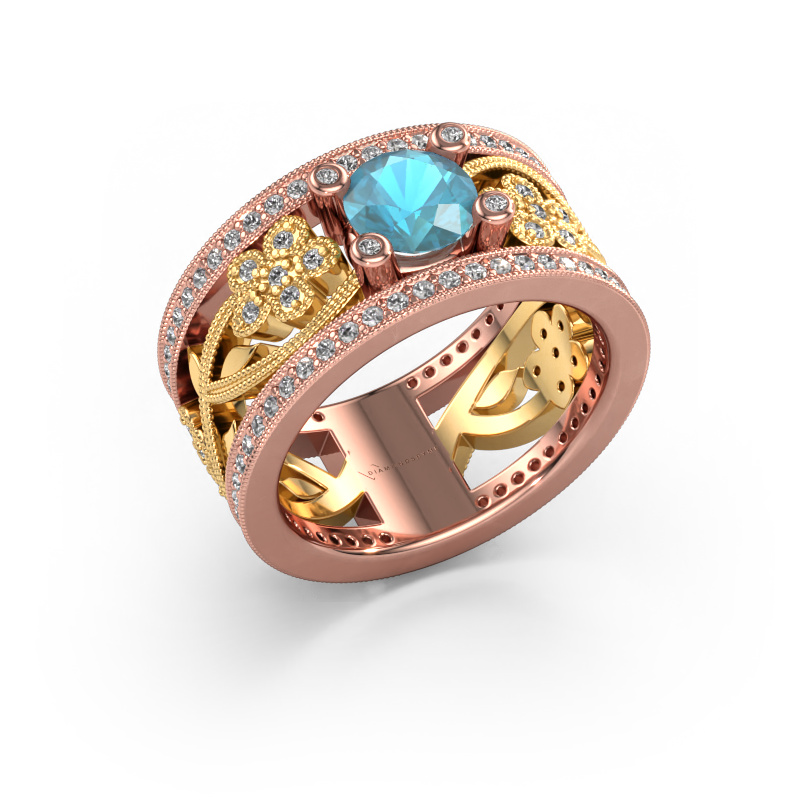 Image of Ring Severine 585 rose gold Blue topaz 6 mm