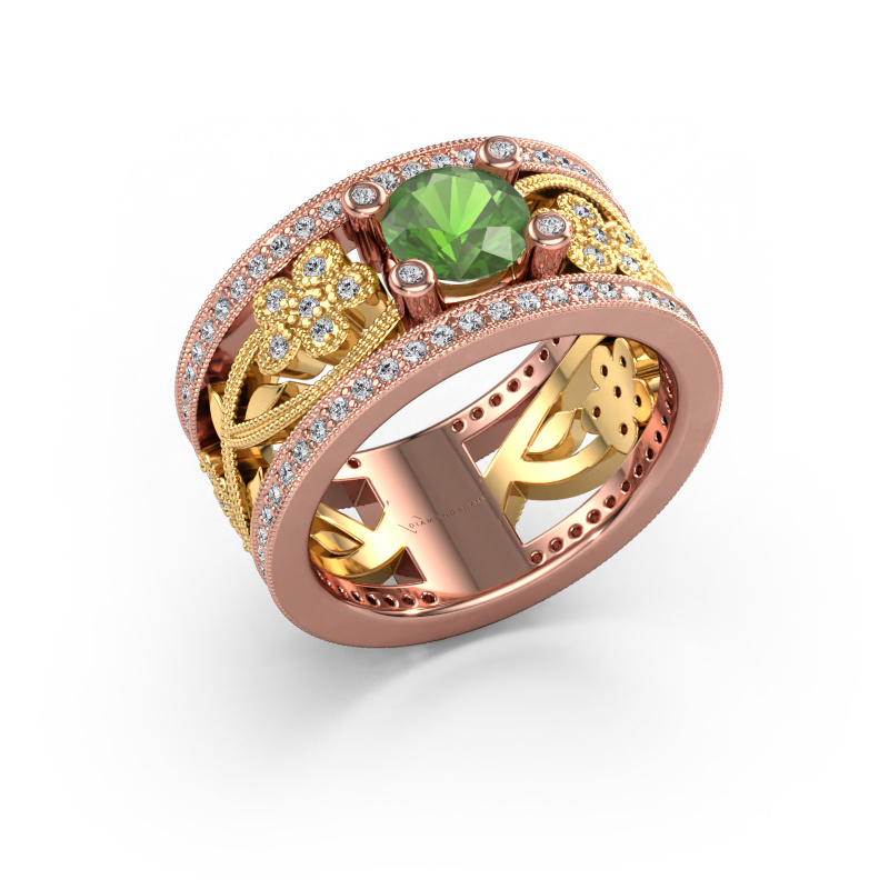 Image of Ring Severine 585 rose gold Tourmaline green 6 mm