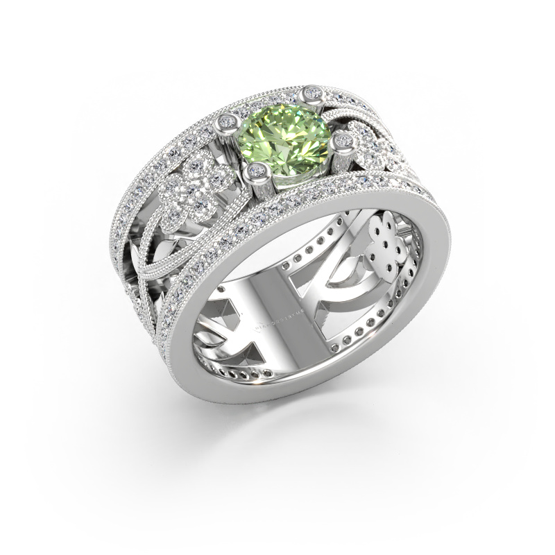 Bild av Ring Severine 585 vitt guld Grön labbodlad diamant 6 mm