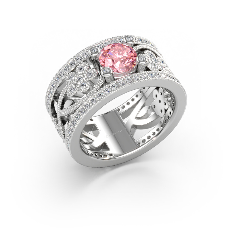 Immagine di Anello Severine 585 oro bianco Diamante lab grown rosa 6 mm