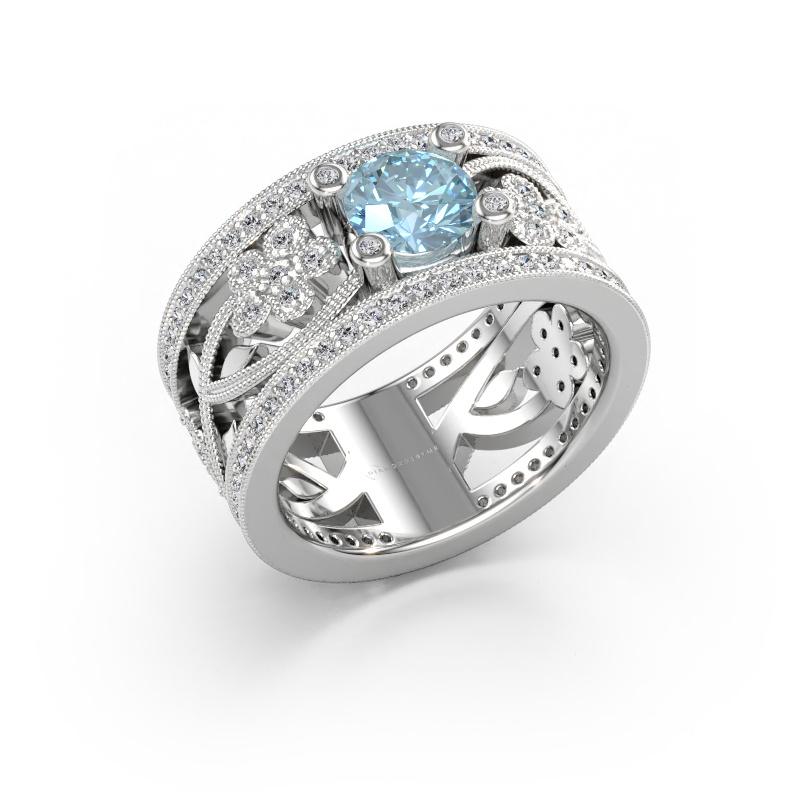 Bild av Ring Severine 585 vitt guld Blå labbodlad diamant 6 mm