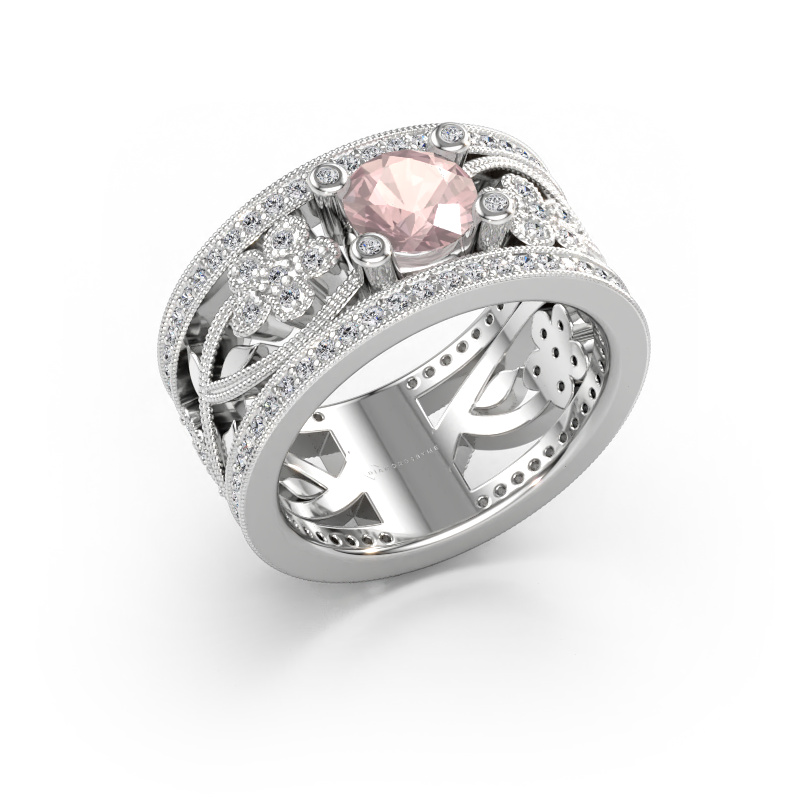 Bild av Ring Severine 585 vitt guld Champagnefärgad morganit 6 mm