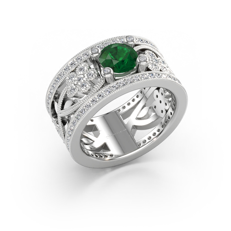 Immagine di Anello Severine 585 oro bianco Smeraldo 6 mm