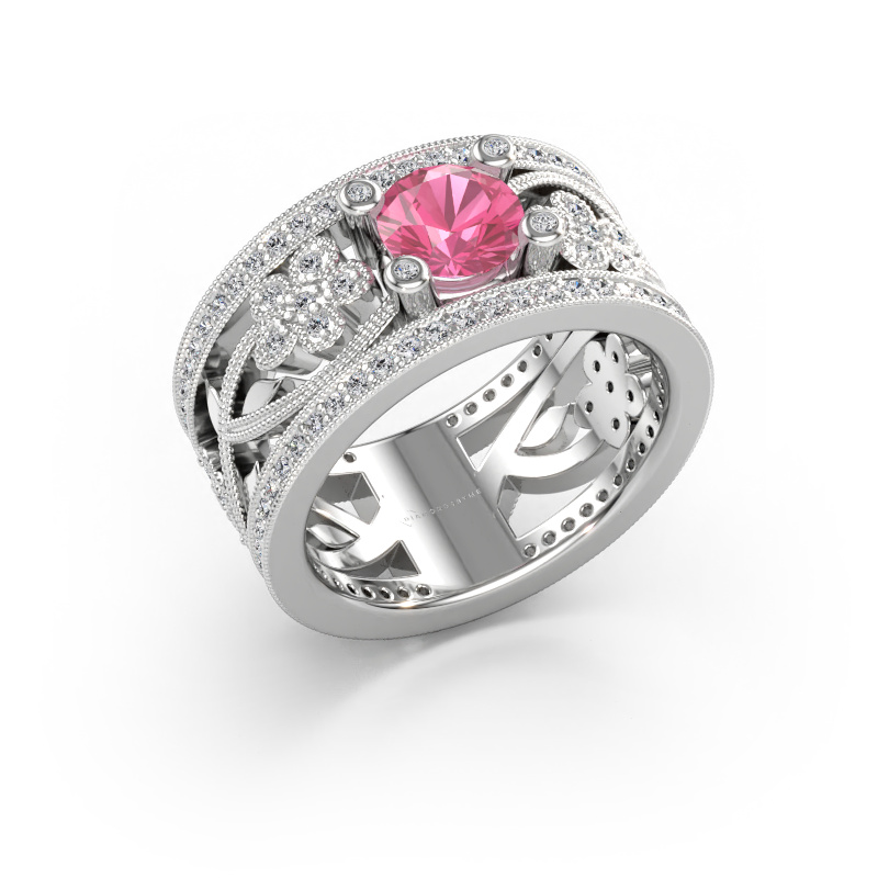 Imagen de Anillo Severine 585 oro blanco Zafiro rosa 6 mm