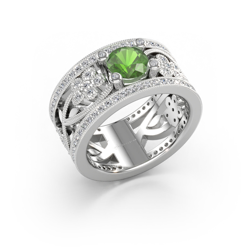 Bild av Ring Severine 585 vitt guld Grön turmalin 6 mm