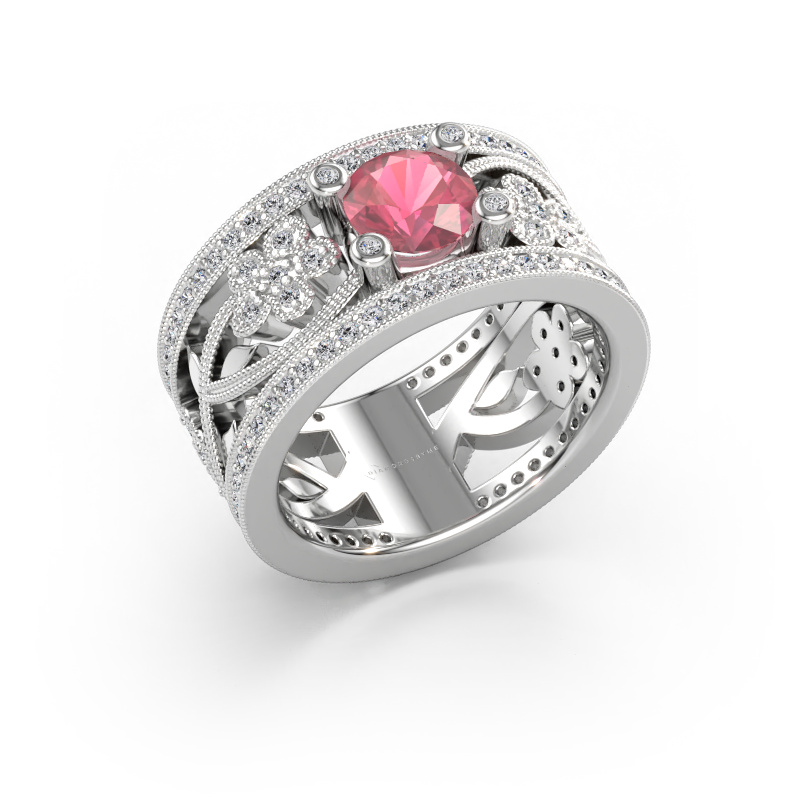 Bild av Ring Severine 585 vitt guld Rosa turmalin 6 mm
