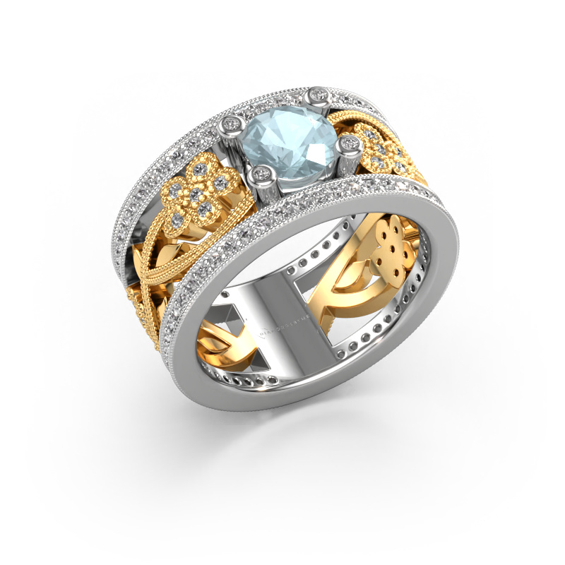 Afbeelding van Ring Severine 585 witgoud Aquamarijn 6 mm