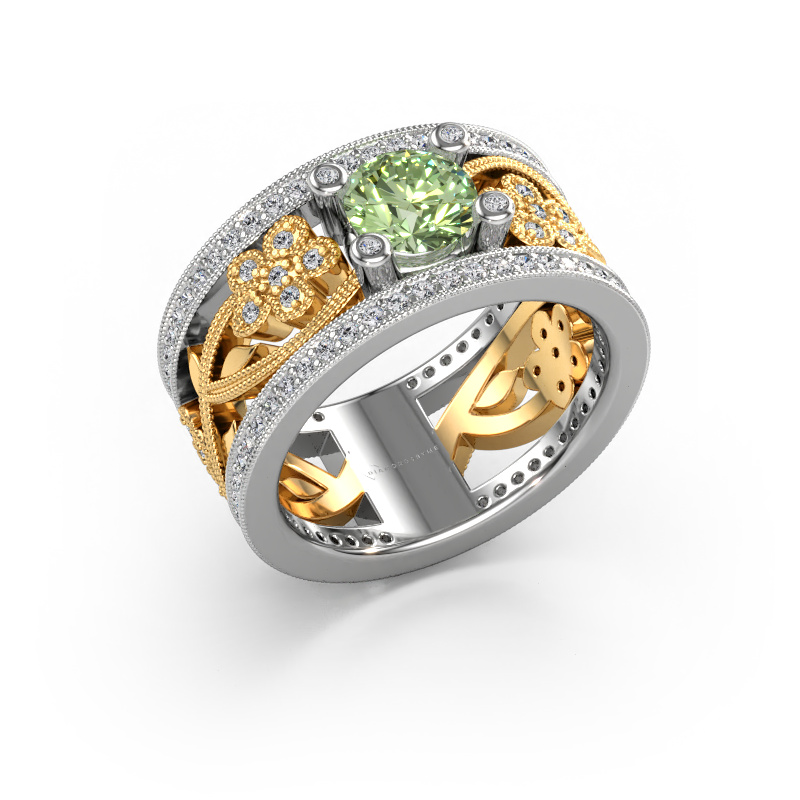 Image of Ring Severine 585 white gold Green lab grown diamond 6 mm