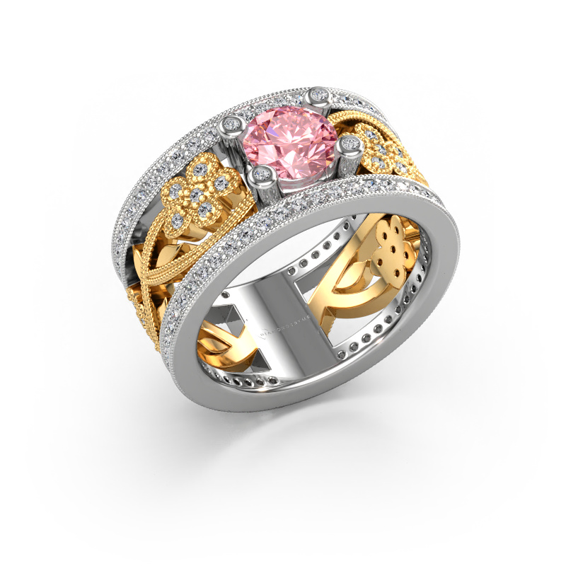 Image of Ring Severine 585 white gold Pink lab grown diamond 6 mm