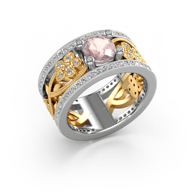 Image of Ring Severine 585 white gold Morganite champagne 6 mm