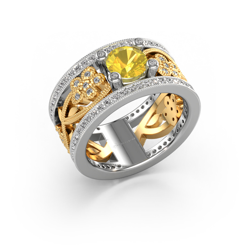 Bild von Ring Severine 585 Weißgold Gelb Saphir 6 mm