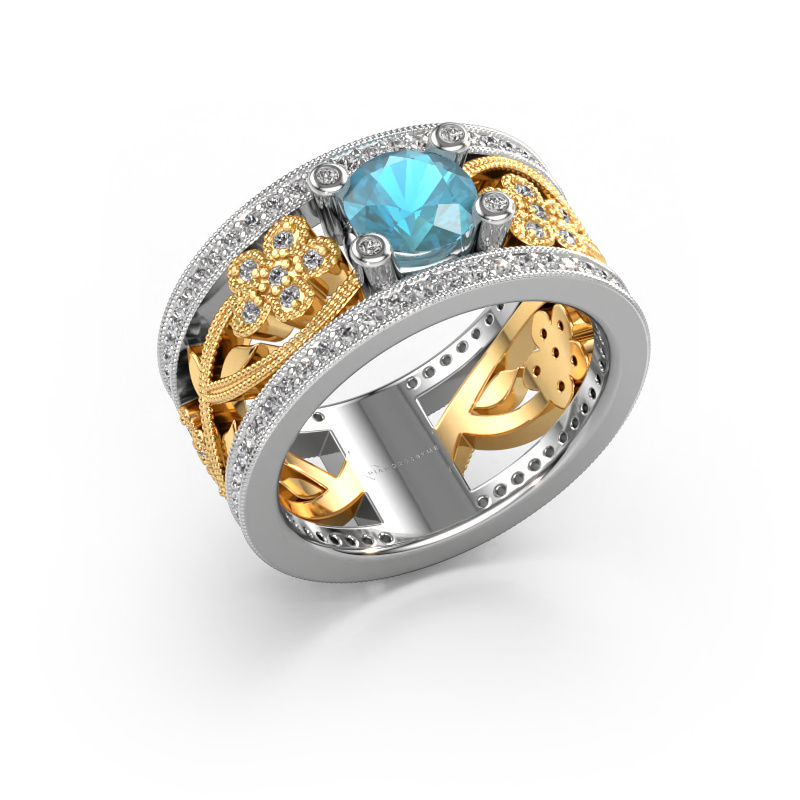 Image of Ring Severine 585 white gold Blue topaz 6 mm