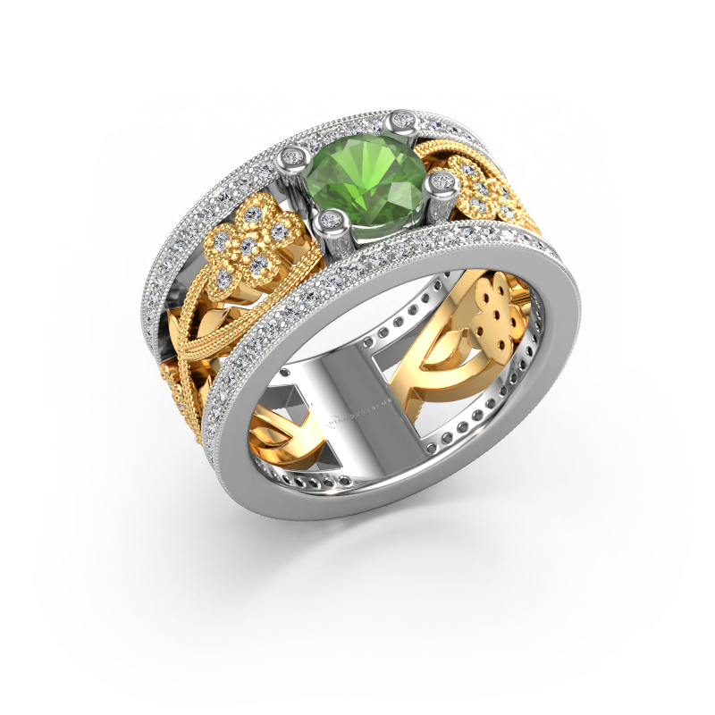 Image of Ring Severine 585 white gold Tourmaline green 6 mm