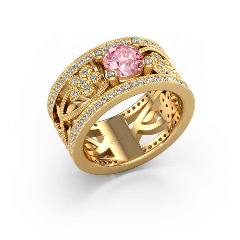 Image of Ring Severine 585 gold Pink lab grown diamond 6 mm