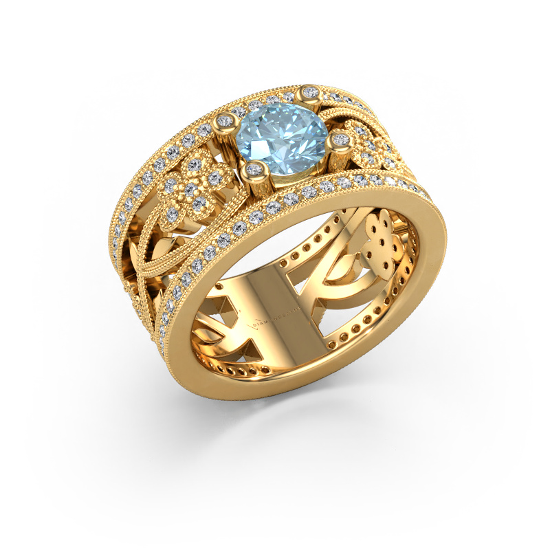 Image of Ring Severine 585 gold Blue lab grown diamond 6 mm