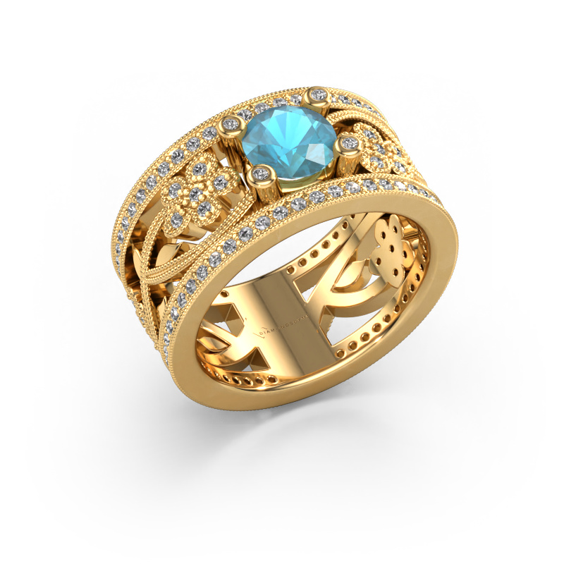 Image of Ring Severine 585 gold Blue topaz 6 mm