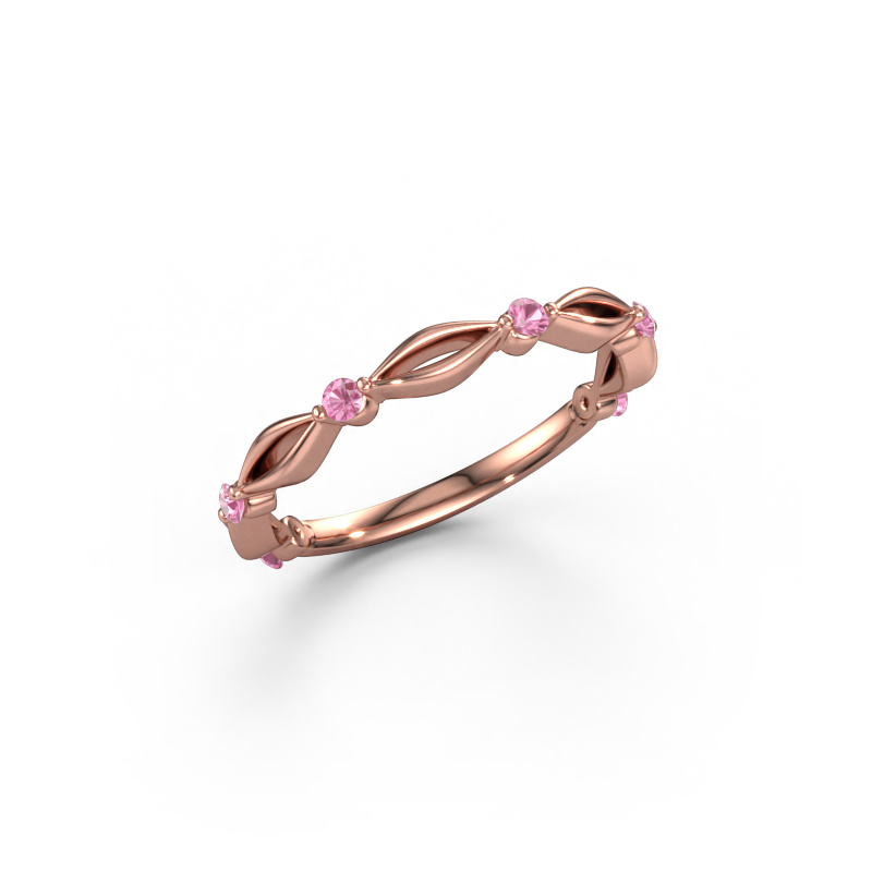 Image of Stackable ring Shalon 585 rose gold Pink sapphire 1.8 mm