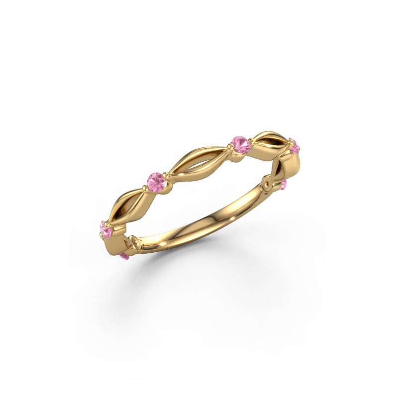 Image of Stackable ring Shalon 585 gold Pink sapphire 1.8 mm