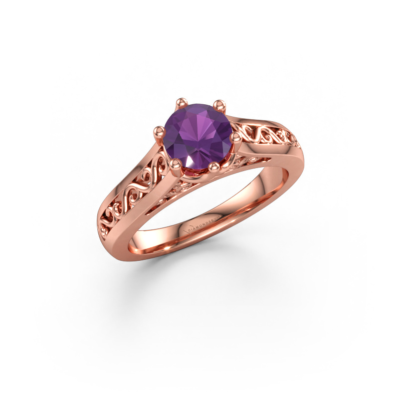 Bild av Förlovningsring Shan 585 roséguld Ametist 6 mm