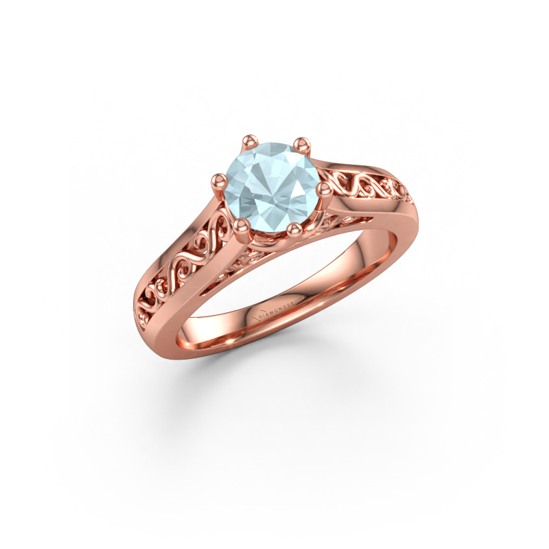 Immagine di Anello di fidanzamento Shan 585 oro rosa Acquamarina 6 mm