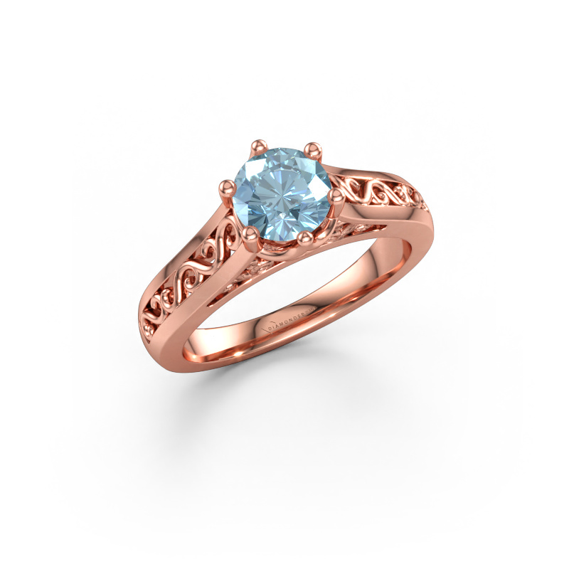 Bild av Förlovningsring Shan 585 roséguld Blå labbodlad diamant 6 mm