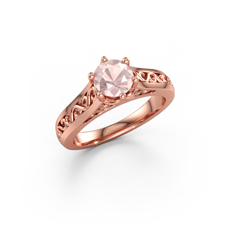 Bild av Förlovningsring Shan 585 roséguld Champagnefärgad morganit 6 mm