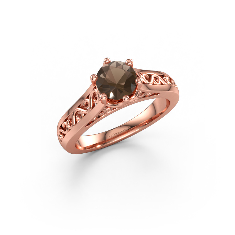 Immagine di Anello di fidanzamento Shan 585 oro rosa Quarzo fumé 6 mm