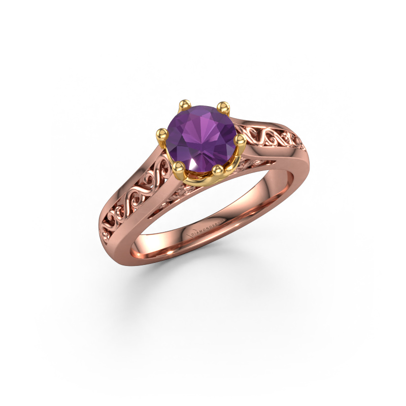 Image de Bague de fiançailles Shan 585 or rose Améthyste 6 mm