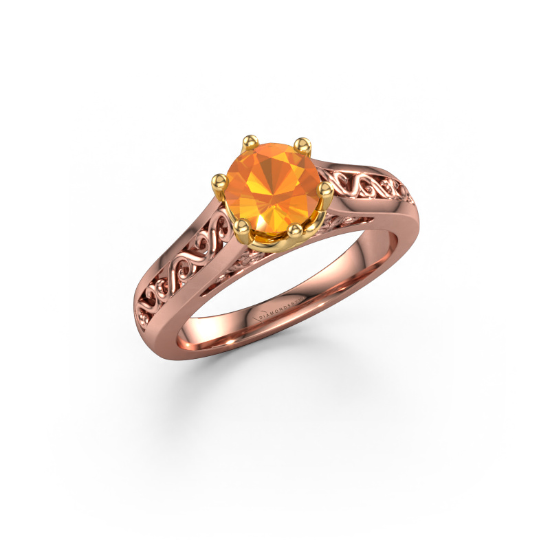 Image of Engagement ring Shan 585 rose gold Citrin 6 mm