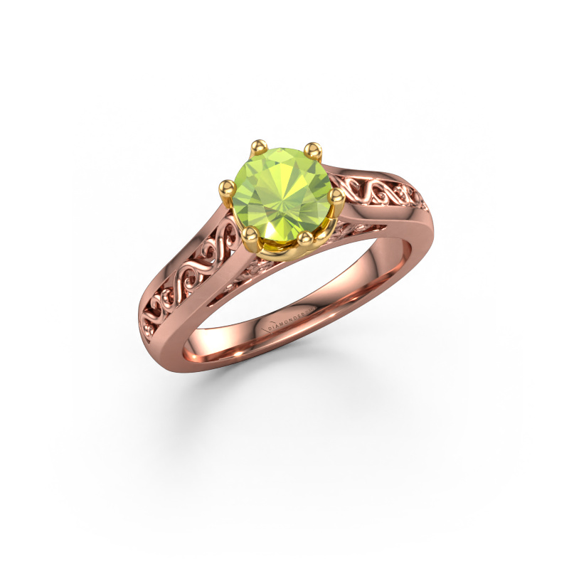 Image de Bague de fiançailles Shan 585 or rose Péridot 6 mm